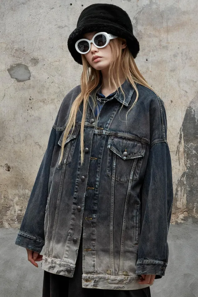 R13 Jackets and Coats Women Pat Oversized Trucker 8211 Faded Black