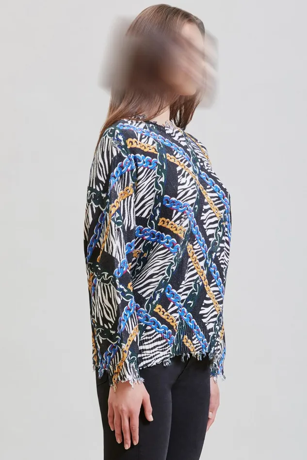 R13 Sweaters Women Oversized Sweater 8211 Chained Zebra