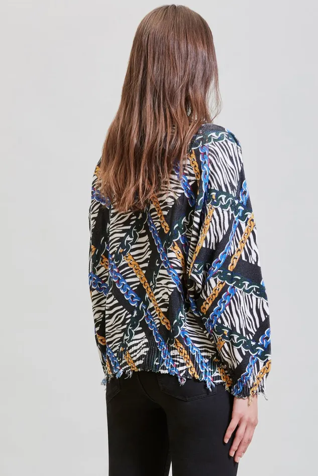 R13 Sweaters Women Oversized Sweater 8211 Chained Zebra