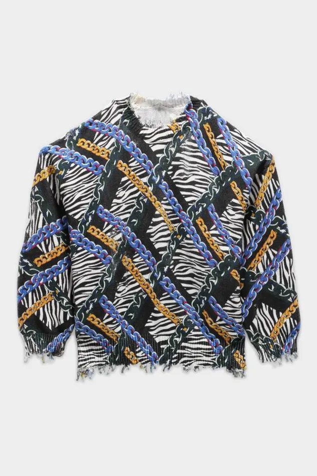 R13 Sweaters Women Oversized Sweater 8211 Chained Zebra