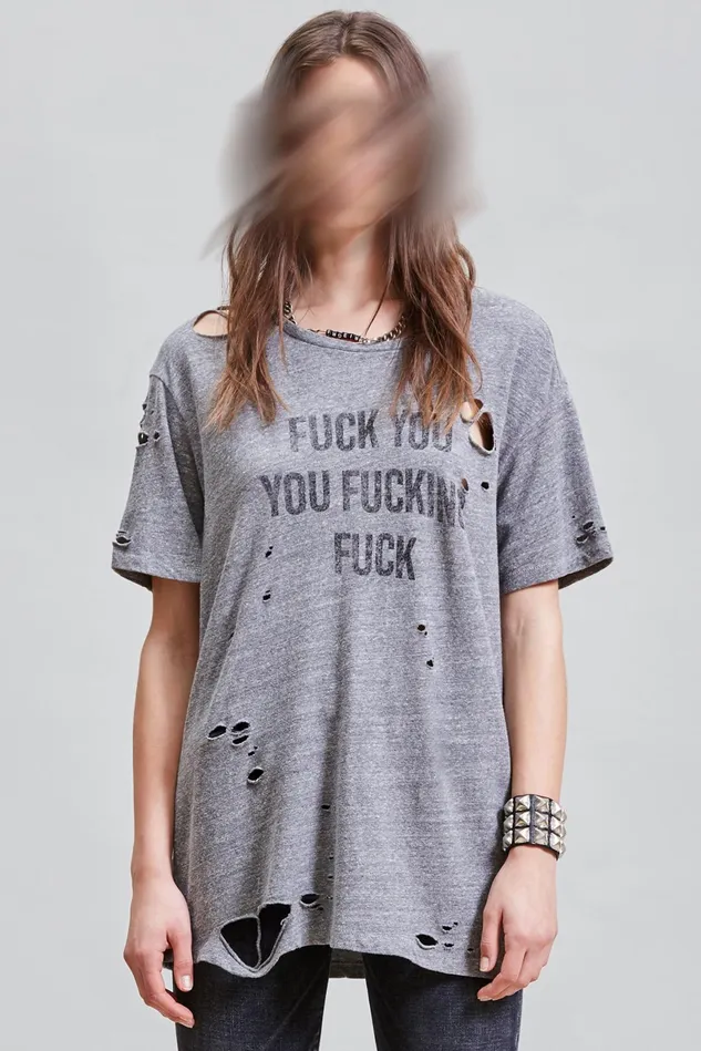 R13 TShirts Women FU Ripped Boy TShirt 8211 Heather Grey