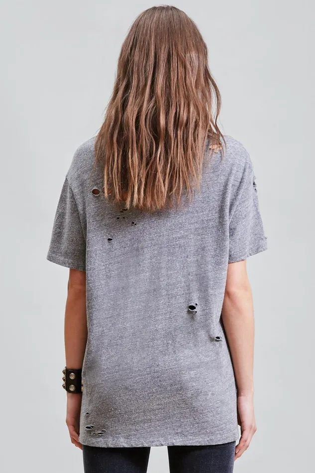 R13 TShirts Women FU Ripped Boy TShirt 8211 Heather Grey