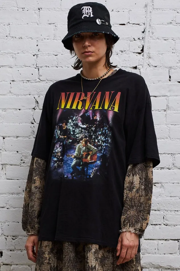 R13 TShirts Women Nirvana Concert Oversized T Shirt 8211 Black