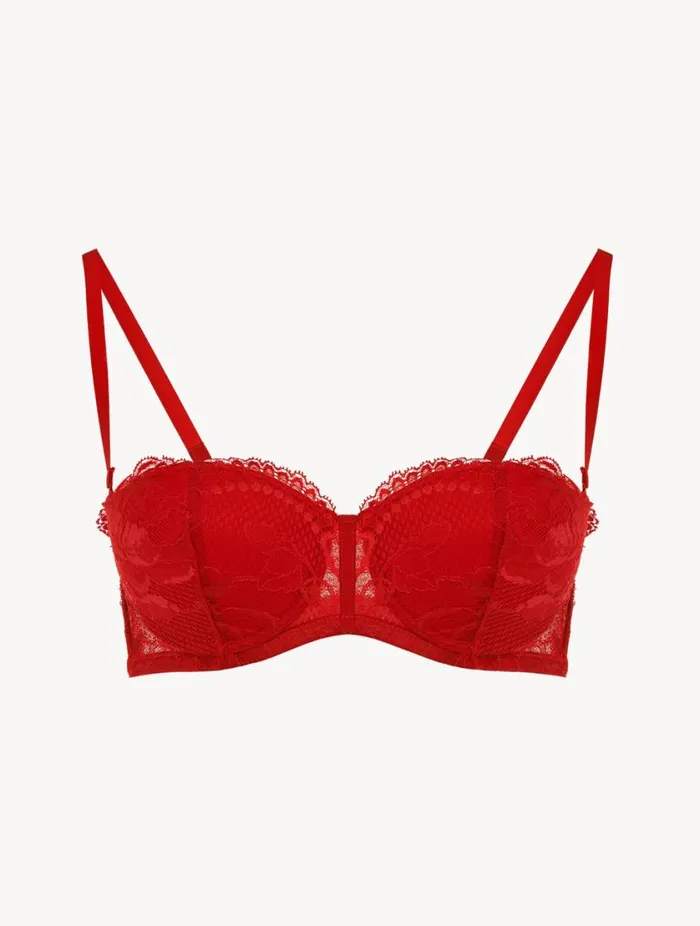 Red Lace Bandeau Bra Lingerie La Perla Bandeau