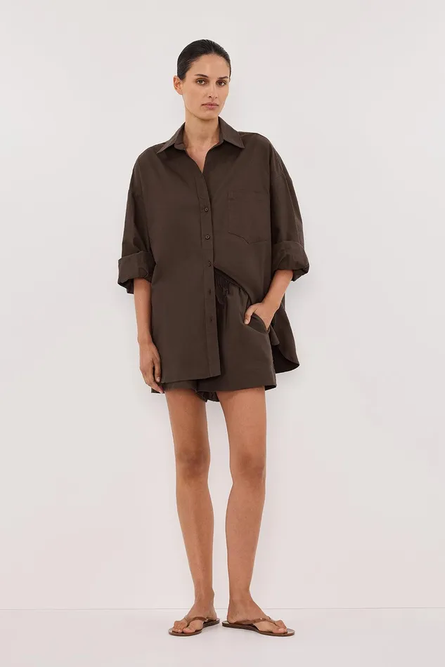 RHEA BITTER CHOC COTTON SHIRT Women DISSH Long Sleeved