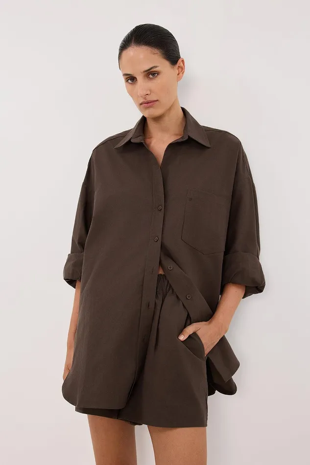 RHEA BITTER CHOC COTTON SHIRT Women DISSH Long Sleeved