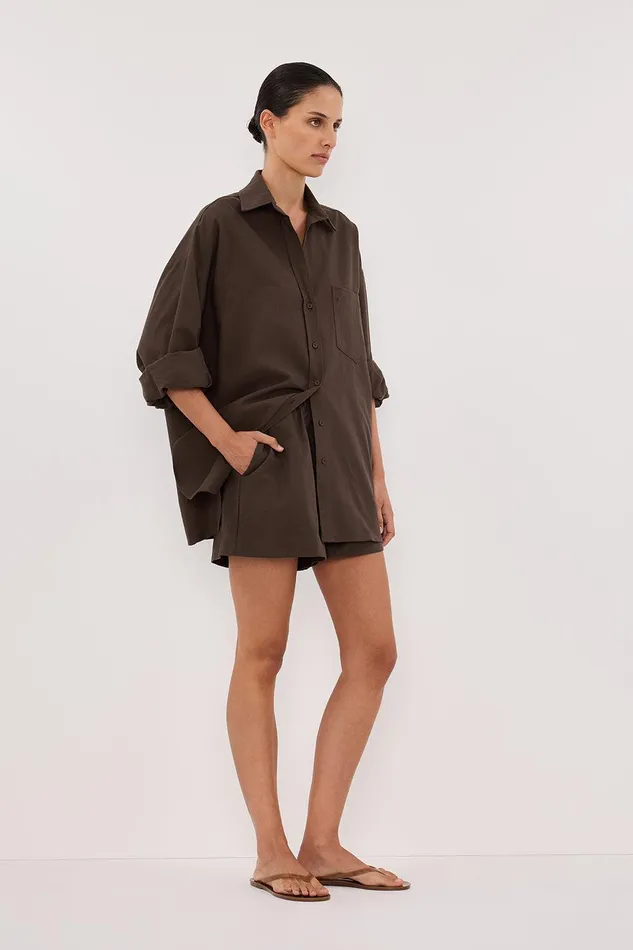 RHEA BITTER CHOC COTTON SHIRT Women DISSH Long Sleeved