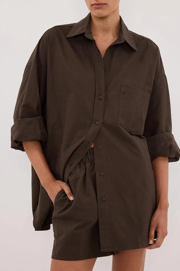 RHEA BITTER CHOC COTTON SHIRT Women DISSH Long Sleeved