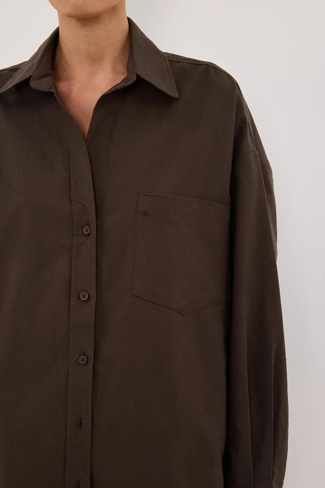 RHEA BITTER CHOC COTTON SHIRT Women DISSH Long Sleeved