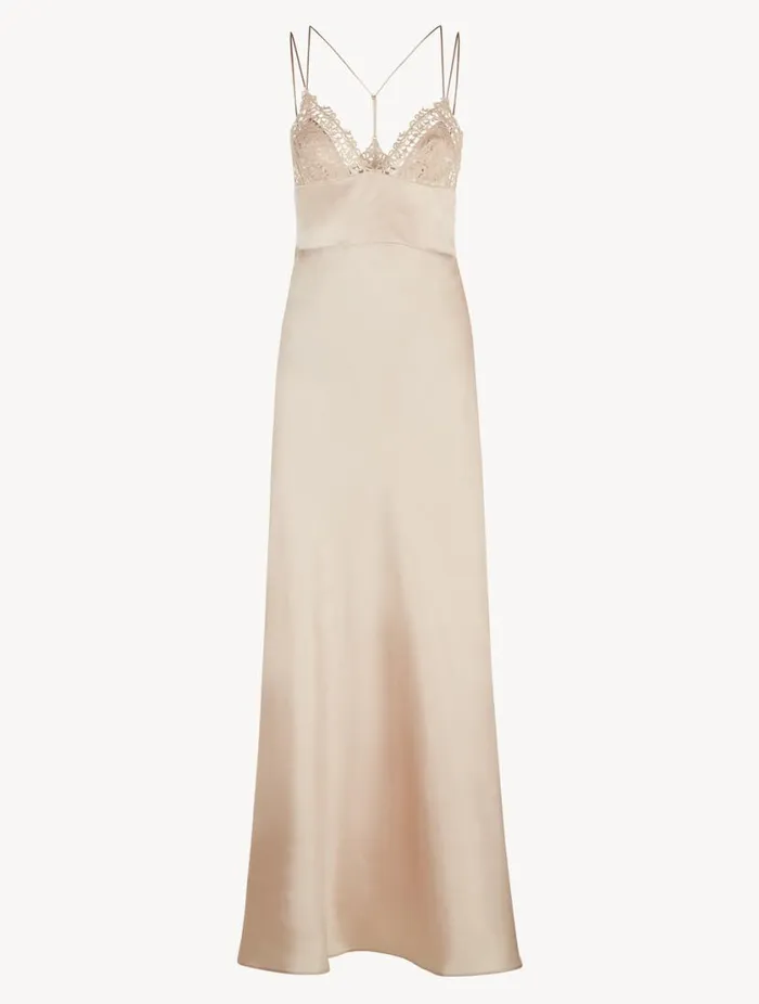 Rose Beige Long Night Dress Sleepwear La Perla Slips and Dresses