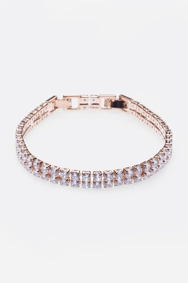Rose Gold Double Layer Tennis Bracelet Women Roman Jewellery