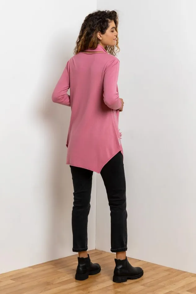 Rose Star Print Knitted Tunic With Tassel Scarf Women Roman Knitwear