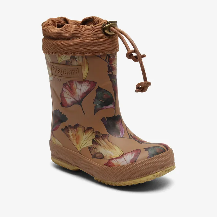 Rubber boots bisgaardshoes BABY thermo camel flowers Brown