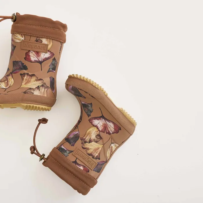Rubber boots bisgaardshoes BABY thermo camel flowers Brown