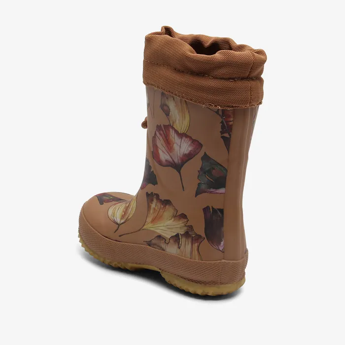 Rubber boots bisgaardshoes BABY thermo camel flowers Brown