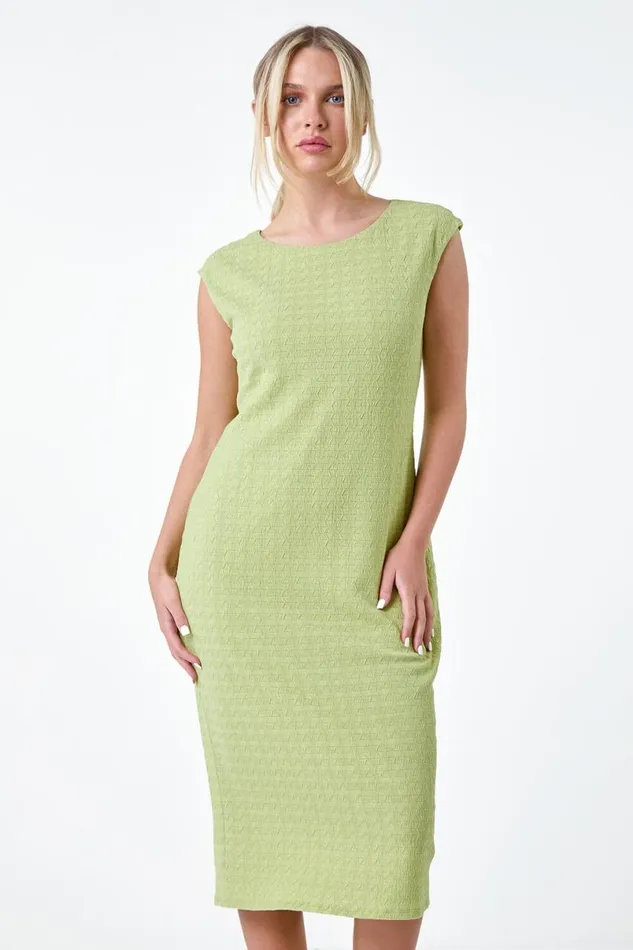 Sage Petite Textured Crochet Midi Dress Women Roman Dresses