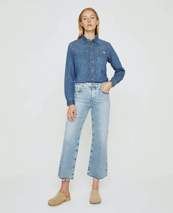 Saige Wide Leg Crop Apparition Women AG Jeans Denim