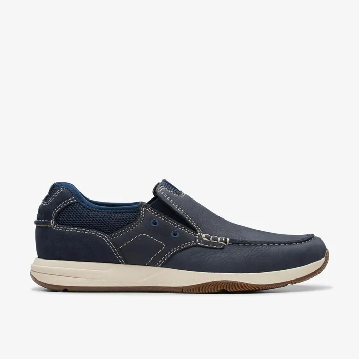 Sailview Step Navy Nubuck Men Clarks Loafers and Slip Ons