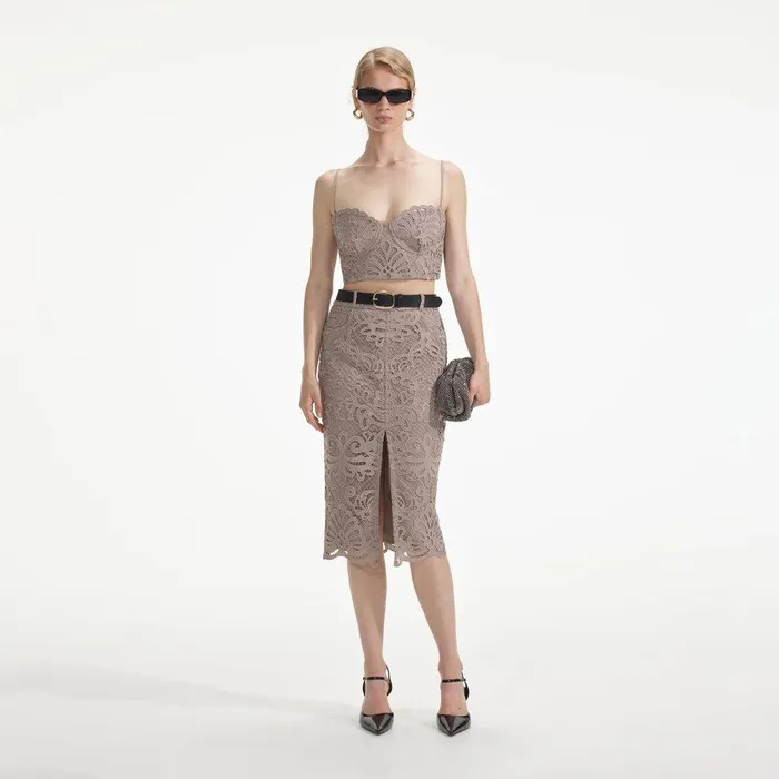 Self Portrait Bottoms Guipure Lace Midi Skirt 8211 Women