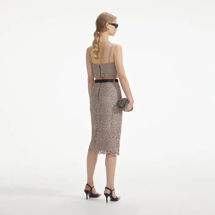 Self Portrait Bottoms Guipure Lace Midi Skirt 8211 Women