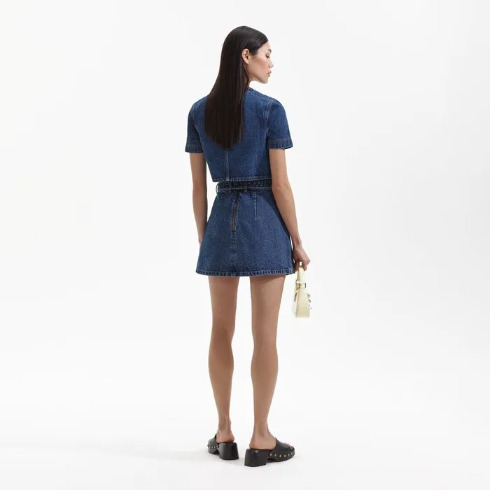 Self Portrait Denim Denim A Line Mini Skirt 8211 Women