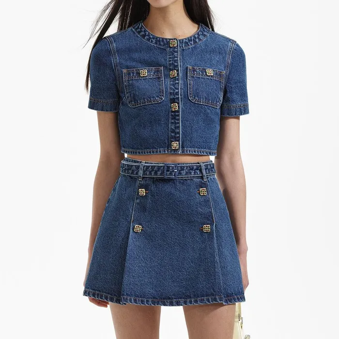 Self Portrait Denim Denim A Line Mini Skirt 8211 Women