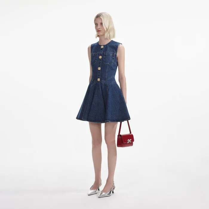 Self Portrait Denim Denim Skater Mini Dress 8211 Women