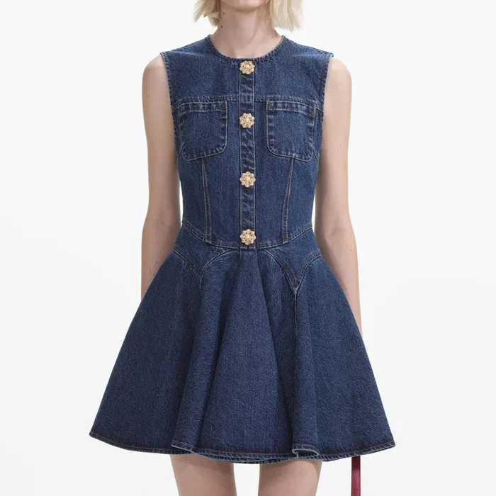 Self Portrait Denim Denim Skater Mini Dress 8211 Women