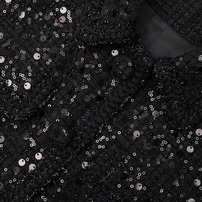 Self Portrait Dresses Black Sequin Boucle Mini Dress 8211 Women