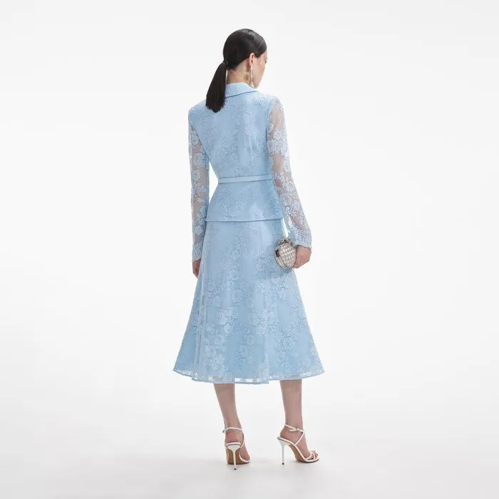 Self Portrait Dresses Blue Lace Tailored Midi Dress 8211 Women
