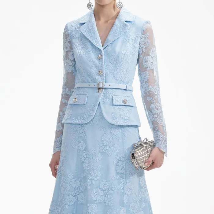 Self Portrait Dresses Blue Lace Tailored Midi Dress 8211 Women