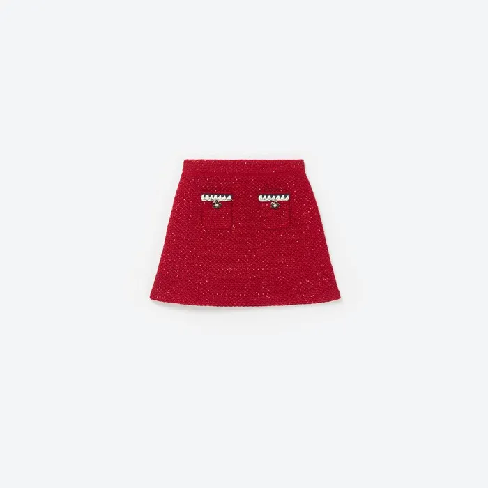 Self Portrait Knitwear Red Knit Skirt 8211 Kids