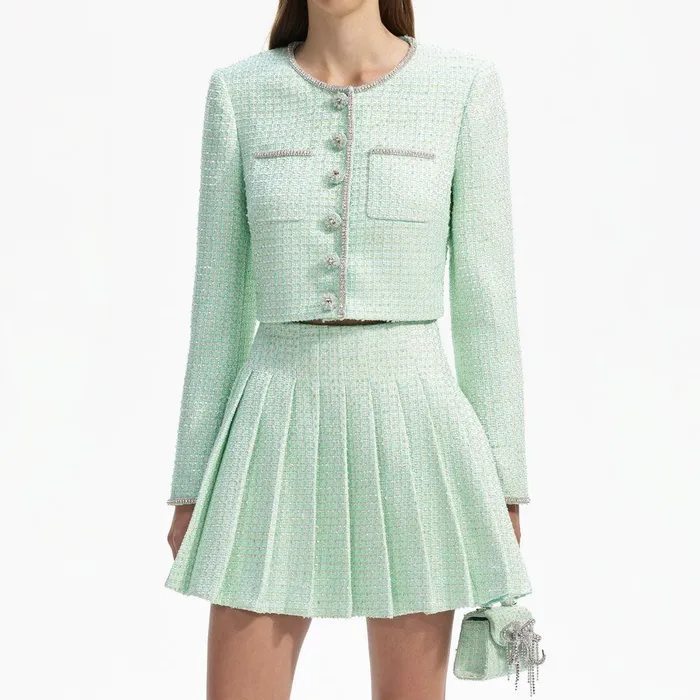 Self Portrait Outerwear Mint Boucle Jacket 8211 Women