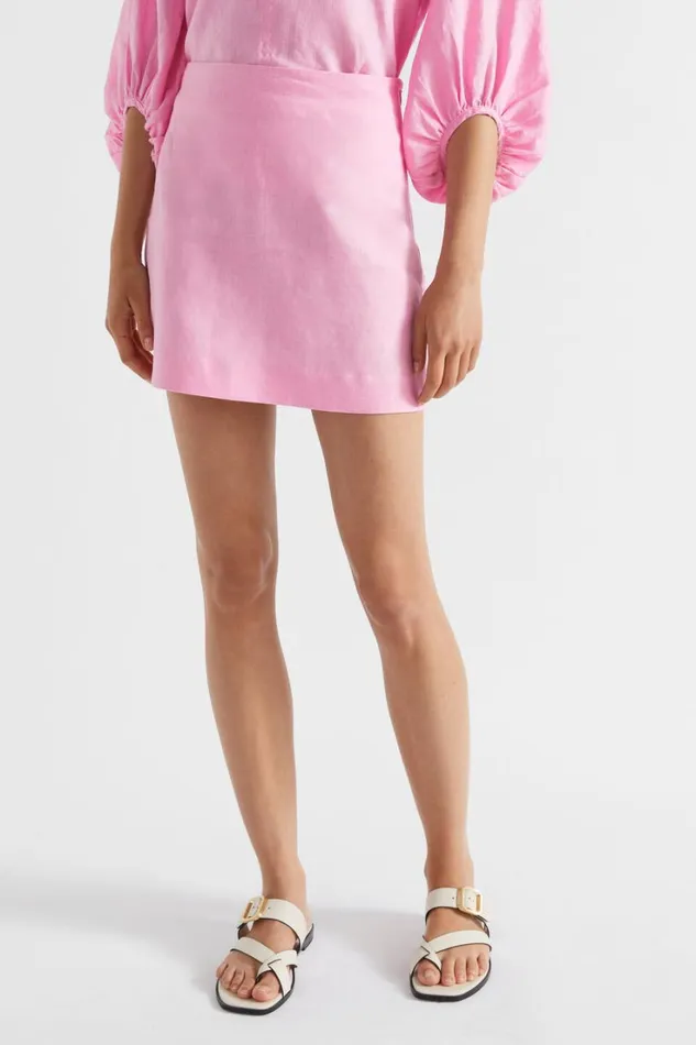Sets Woman Seed Heritage Core Linen Mini Skirt Pink Gin