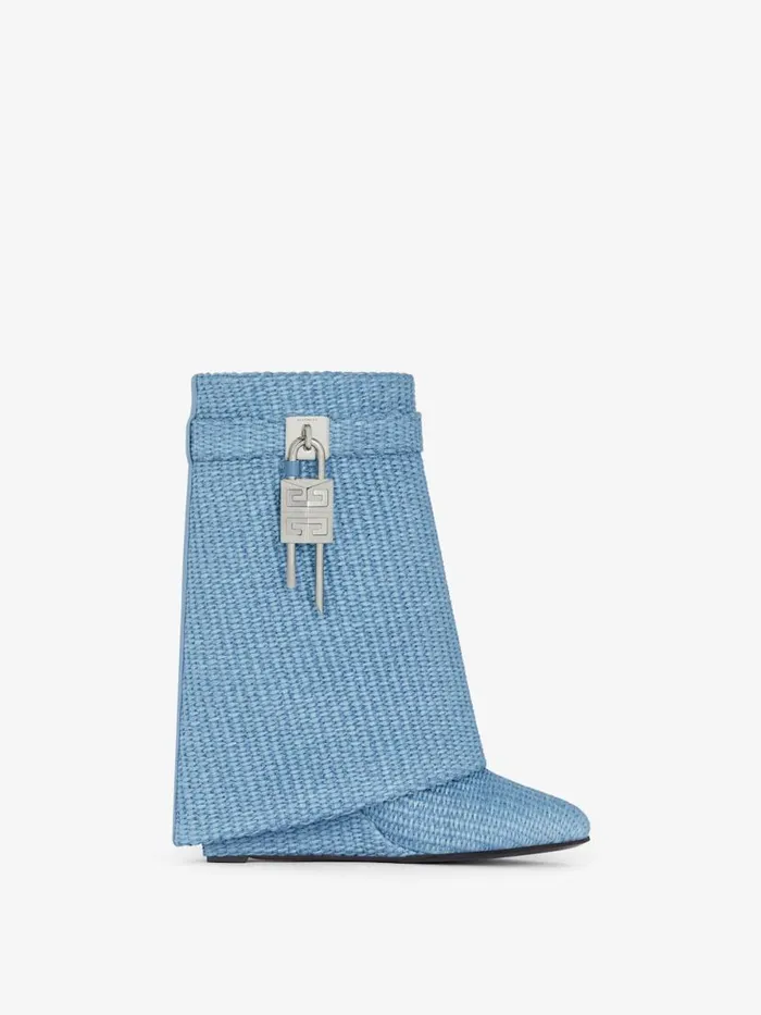 Shark Lock Ankle Boots In Raffia Denim Blue Women Givenchy Shark Lock