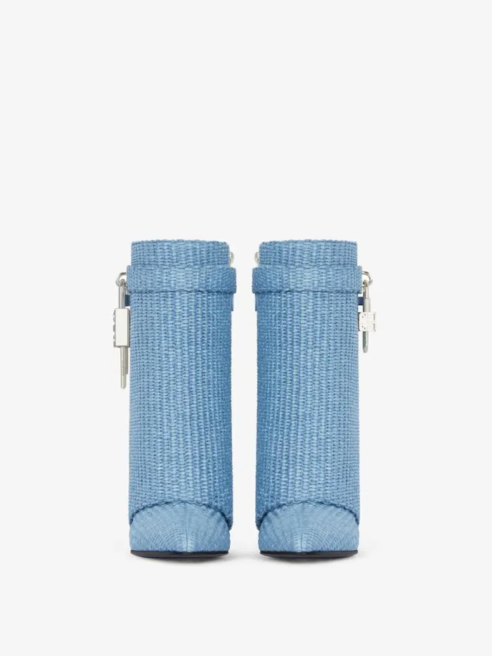 Shark Lock Ankle Boots In Raffia Denim Blue Women Givenchy Shark Lock