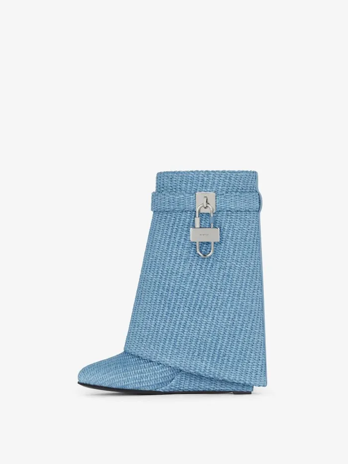 Shark Lock Ankle Boots In Raffia Denim Blue Women Givenchy Shark Lock