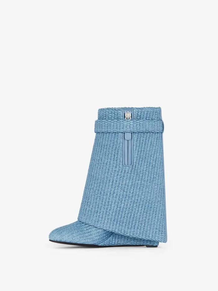 Shark Lock Ankle Boots In Raffia Denim Blue Women Givenchy Shark Lock