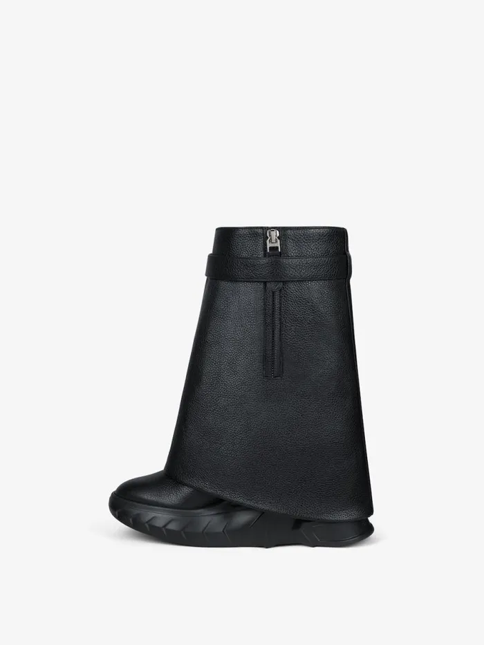 Shark Lock Biker Ankle Boots In Grained Leather Black Women Givenchy Shark Lock