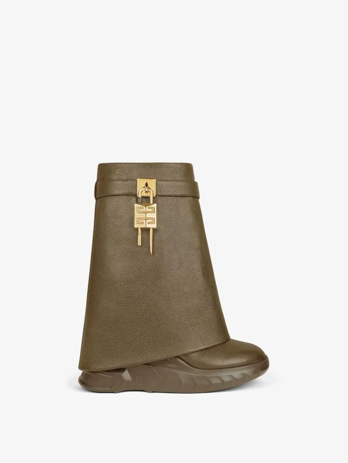 Shark Lock Biker Ankle Boots In Grained Leather Dark Khaki Women Givenchy Shark Lock Shark Lock Biker Ankle Boots In Grained Leather Dark Khaki Women Givenchy Shark Lock