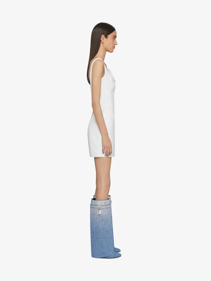 Shark Lock Boots In Denim With Strass Medium Blue Women Givenchy Shark Lock