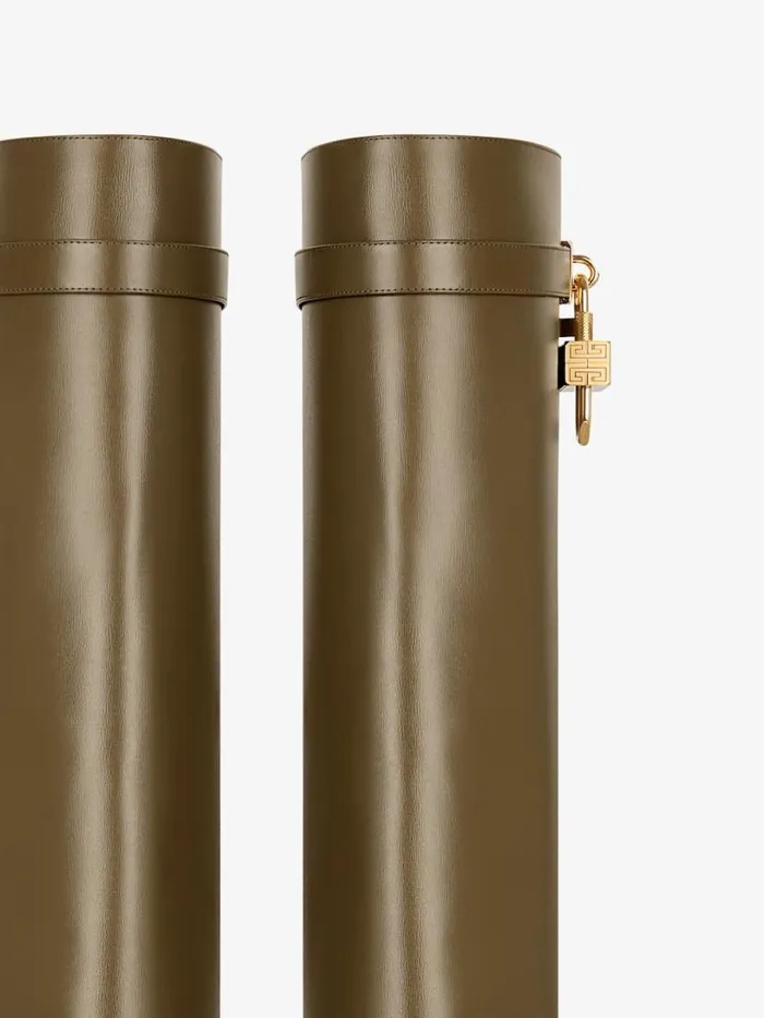 Shark Lock Boots In Leather Dark Khaki Women Givenchy Shark Lock