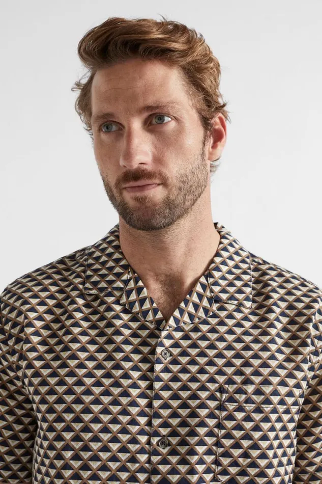 Shirts Man Seed Heritage Geo Resort Shirt Mocha Multi Geo