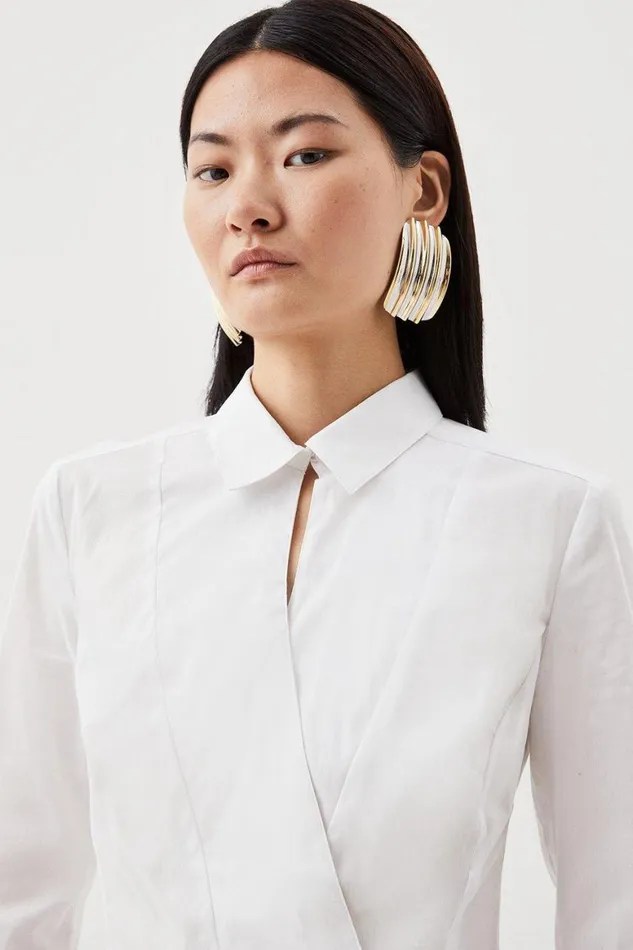 Shirts Women Karen Millen Wrap Front Tailored Shirt Ivory