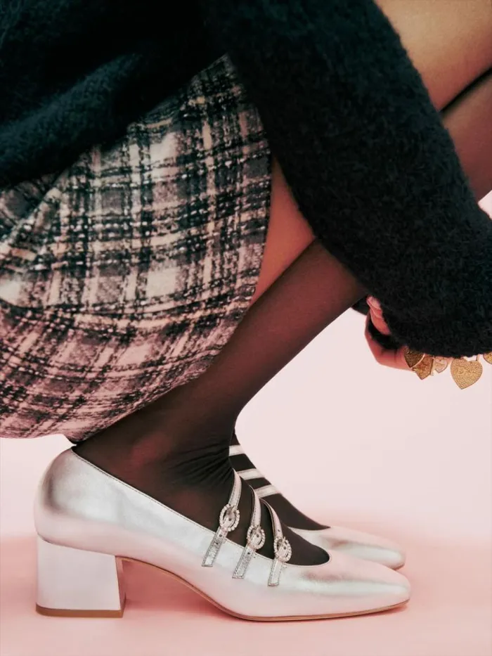 Shoes The Reformation Mimi Buckle Pump Silver