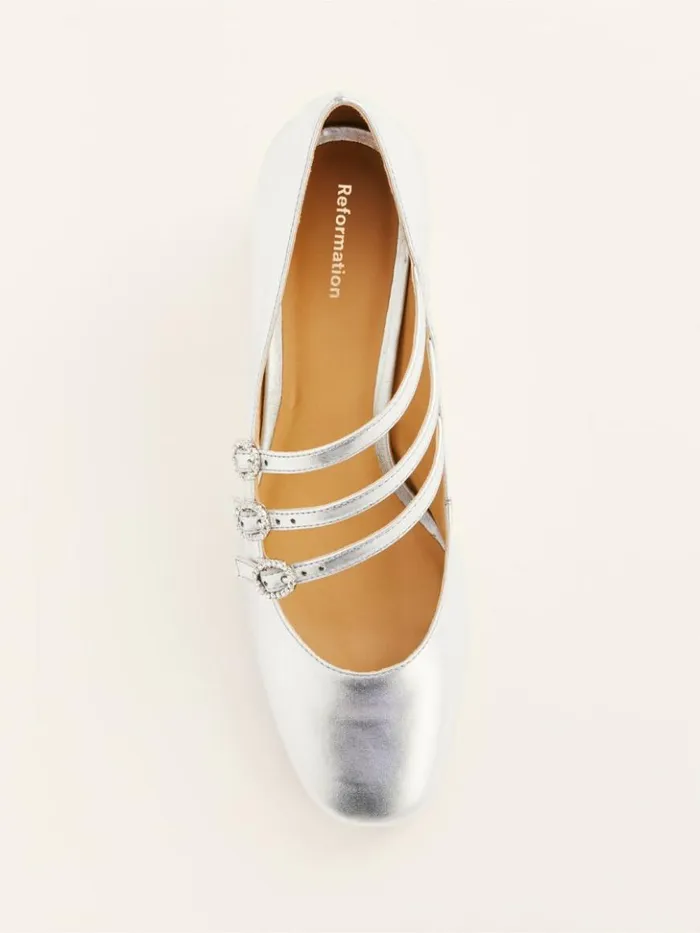 Shoes The Reformation Mimi Buckle Pump Silver