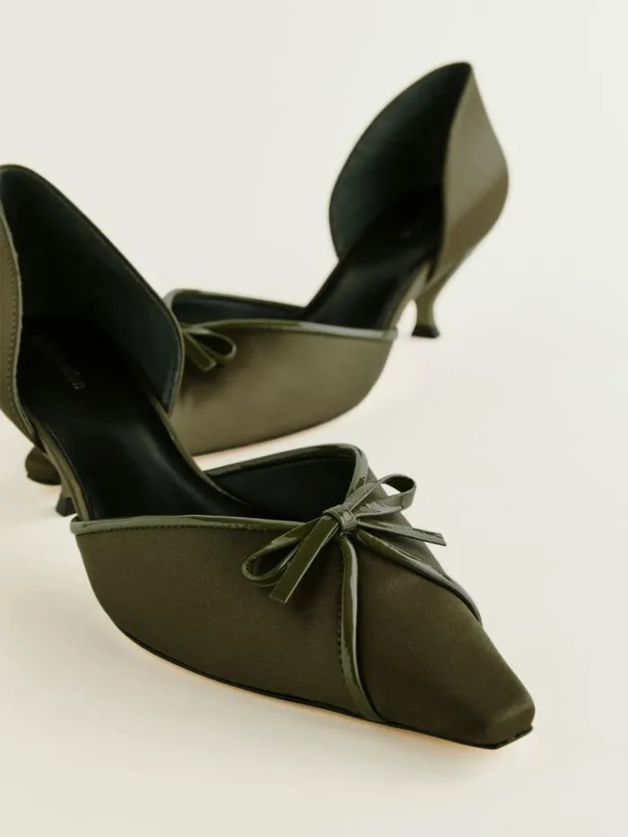 Shoes The Reformation Nunzia Kitten Pump Pickle Satin