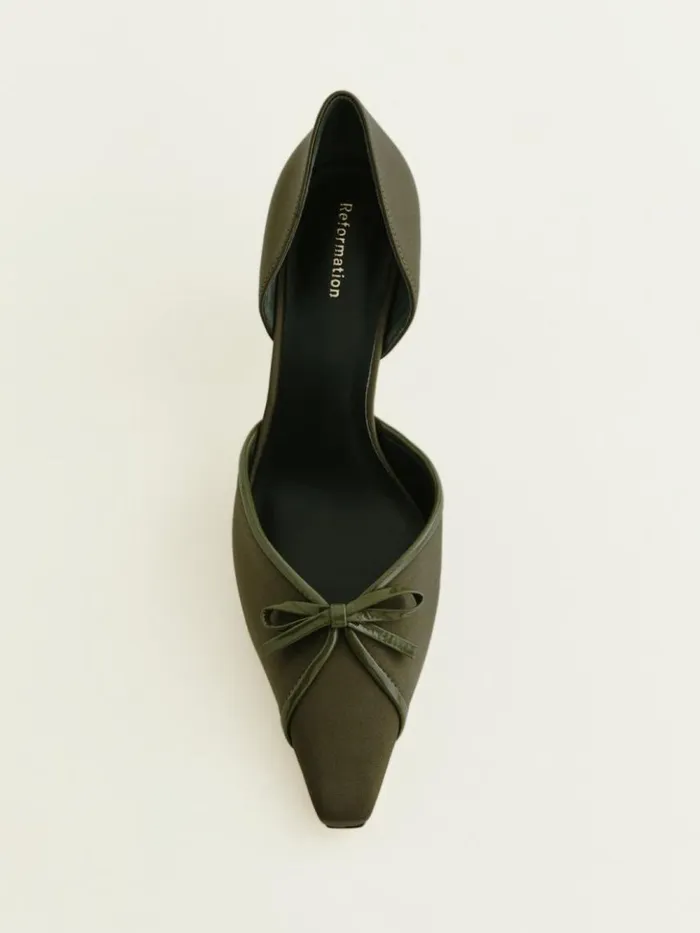 Shoes The Reformation Nunzia Kitten Pump Pickle Satin