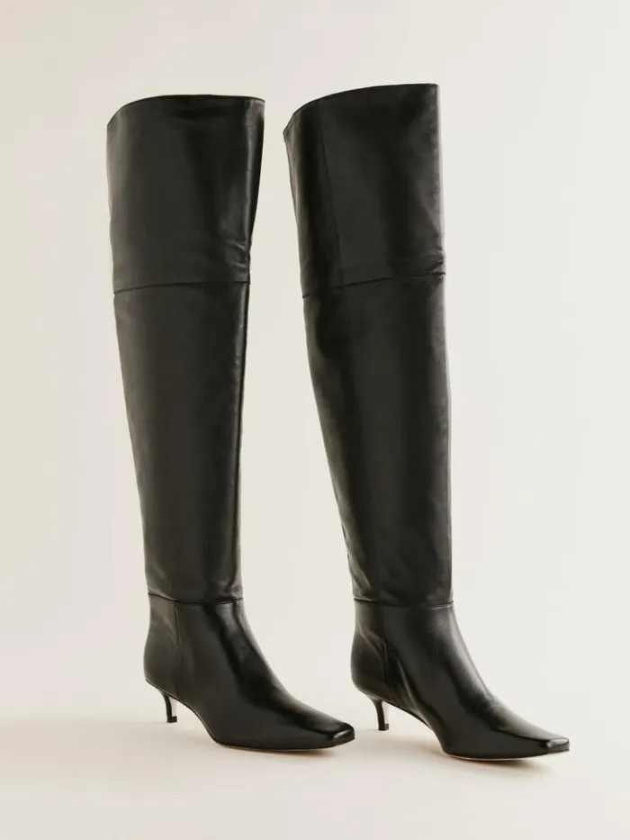 Shoes The Reformation Roxanne Over The Knee Boot Black Leather
