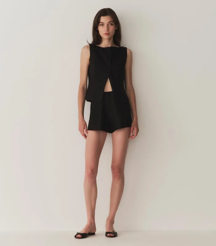 Shop LOREN LINEN SHORT Black DEN Pants and Shorts